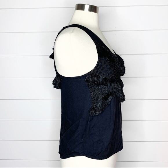 Mara Hoffman Rope Fringe Racerback Tank Top Black Size Small - Picture 5 of 8